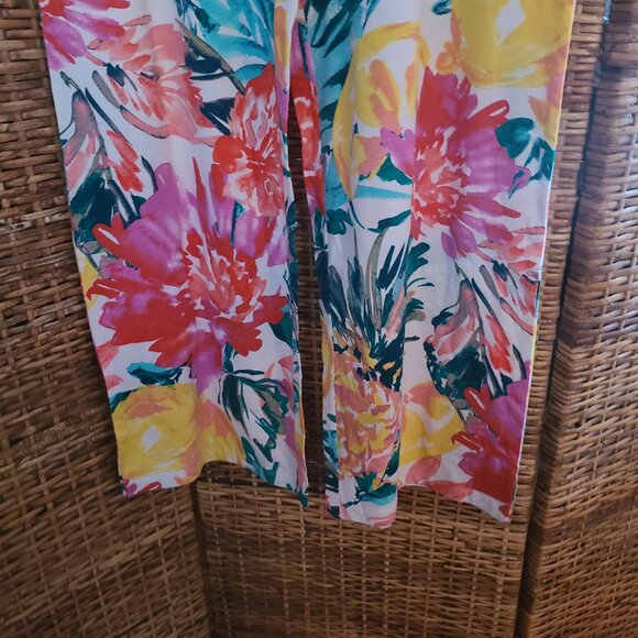 d&co. Beach Wide Leg Pants Multi-color Floral SZ Large Tall Cotton Blend - Picture 4 of 5